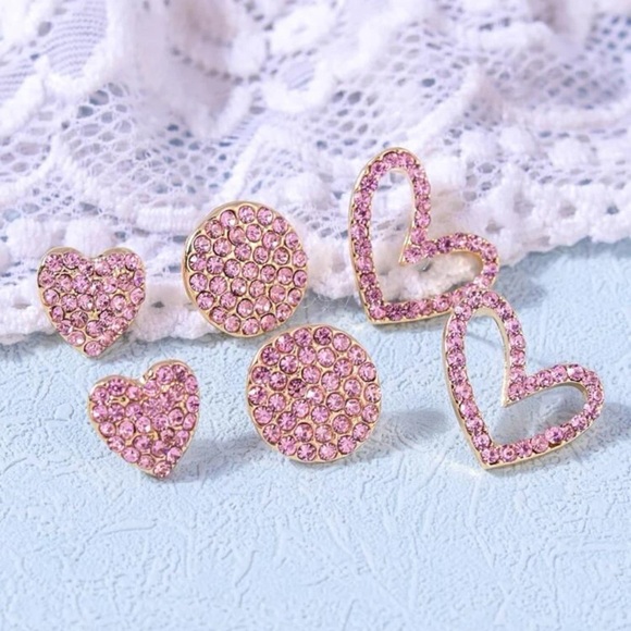 Bling Heart Stud Trio - Clear - Picture 2 of 3